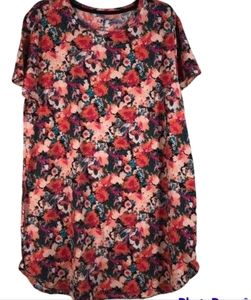 NWOT N by Natori Floral Ultra Soft Short Sleeve Lounge Dress Gown sz L